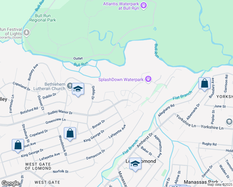 map of restaurants, bars, coffee shops, grocery stores, and more near 9518 Covington Place in Manassas