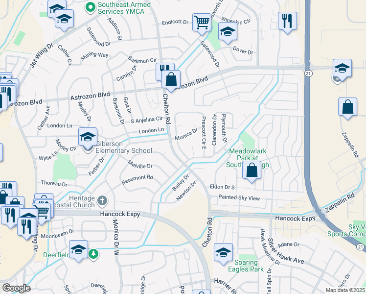 map of restaurants, bars, coffee shops, grocery stores, and more near 2760 Clarendon Drive in Colorado Springs