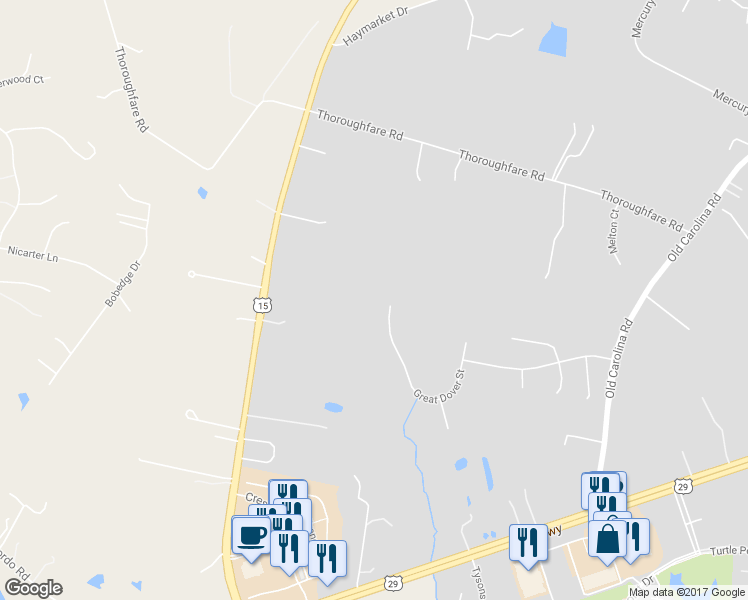 map of restaurants, bars, coffee shops, grocery stores, and more near 7600 Great Dover Street in Gainesville