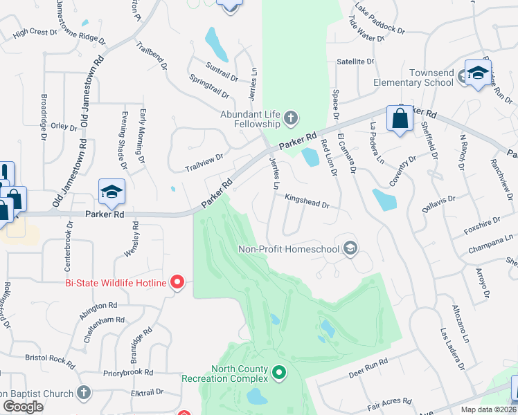 map of restaurants, bars, coffee shops, grocery stores, and more near 12001 Jerries Lane in Florissant