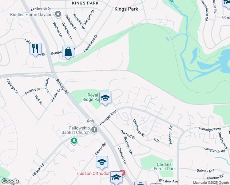 map of restaurants, bars, coffee shops, grocery stores, and more near 8502 Barrington Court in Springfield