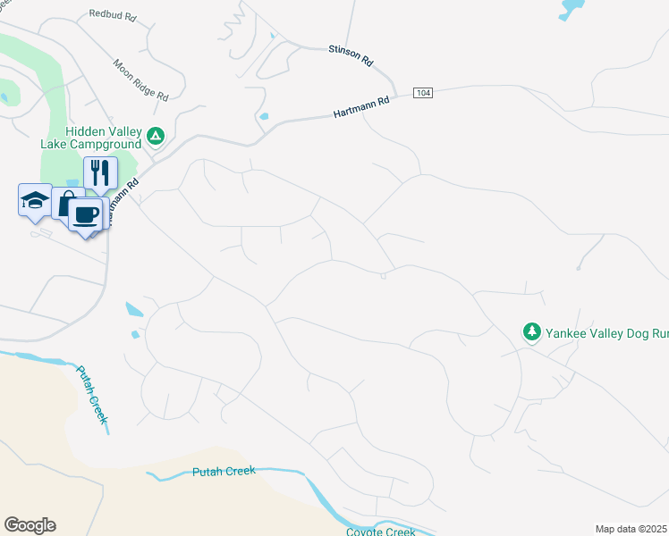 map of restaurants, bars, coffee shops, grocery stores, and more near 19705 Powder Horn Road in Hidden Valley Lake