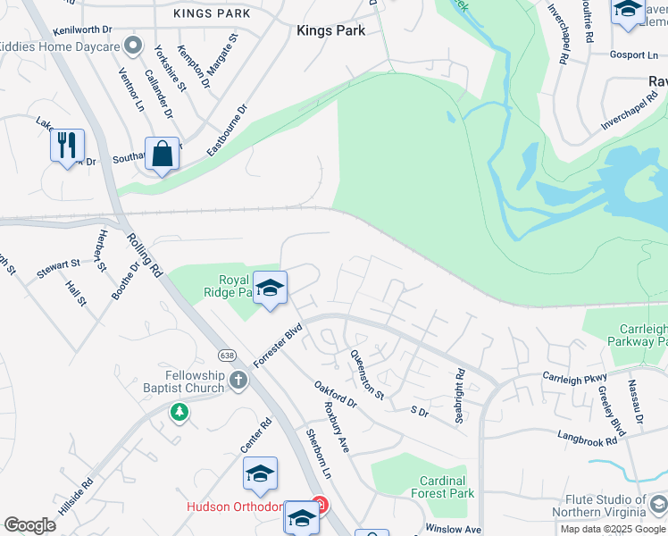 map of restaurants, bars, coffee shops, grocery stores, and more near 5802 Torington Drive in Springfield
