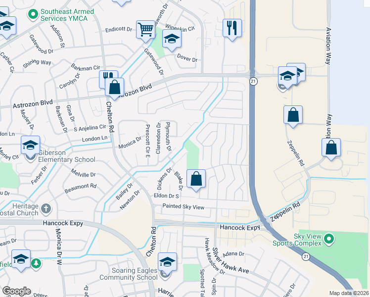 map of restaurants, bars, coffee shops, grocery stores, and more near 4915 Joseph Drive in Colorado Springs
