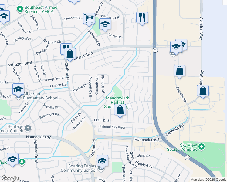 map of restaurants, bars, coffee shops, grocery stores, and more near 4915 Joseph Drive in Colorado Springs