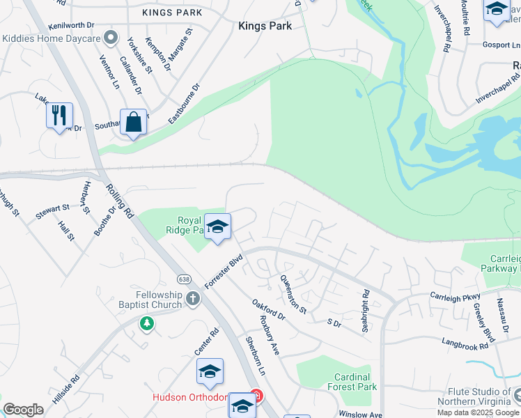 map of restaurants, bars, coffee shops, grocery stores, and more near 8511 Barrington Court in Springfield