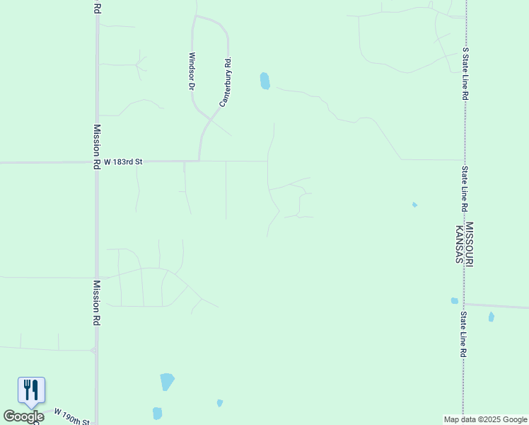 map of restaurants, bars, coffee shops, grocery stores, and more near 18410 Aberdeen St in Stilwell