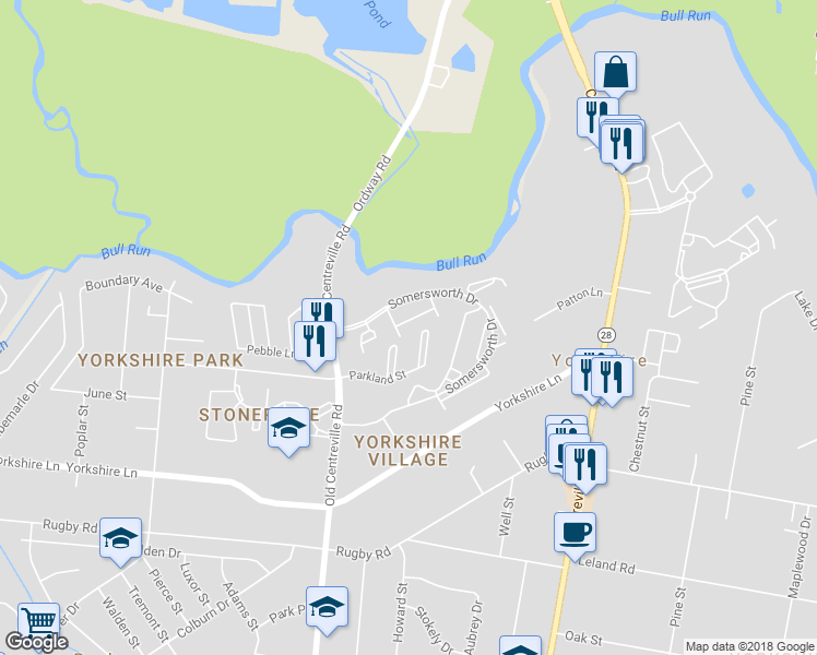 map of restaurants, bars, coffee shops, grocery stores, and more near 7515 Tendring Trail in Manassas