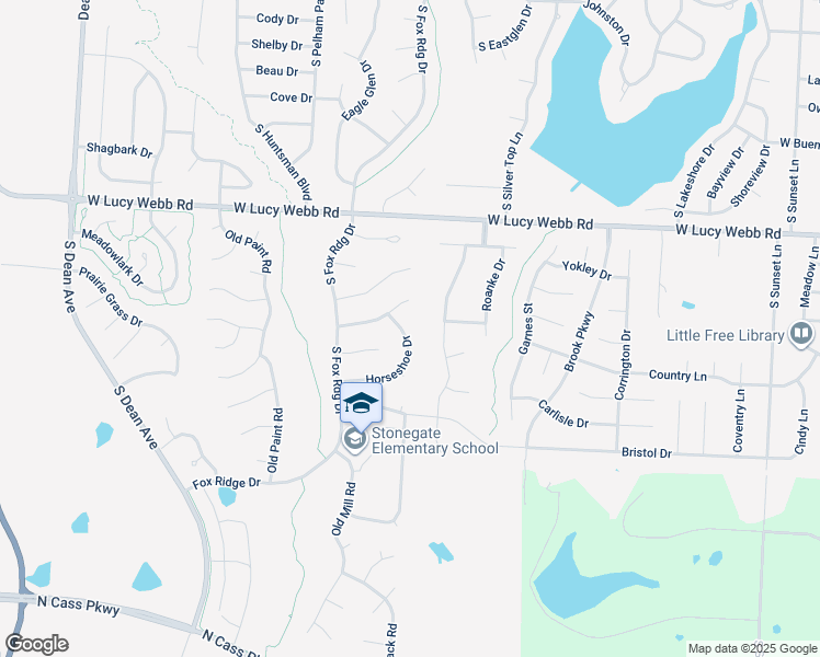 map of restaurants, bars, coffee shops, grocery stores, and more near 1505 Horseshoe Drive in Raymore