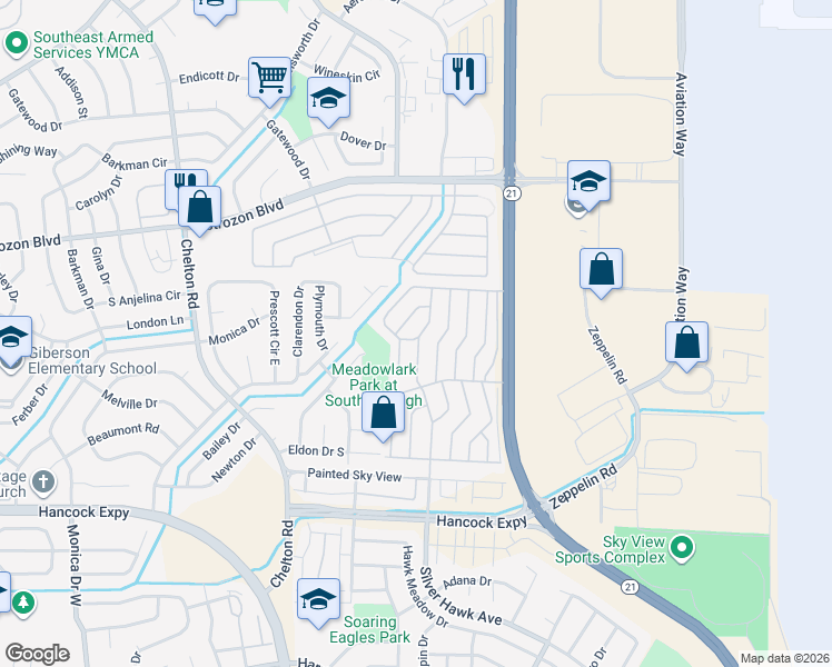 map of restaurants, bars, coffee shops, grocery stores, and more near 5119 Laurel Wreath Drive in Colorado Springs