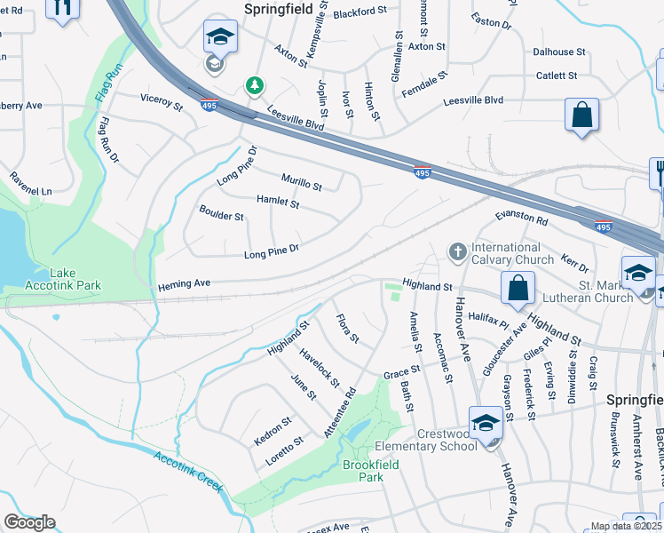 map of restaurants, bars, coffee shops, grocery stores, and more near 5762 Heming Avenue in Springfield