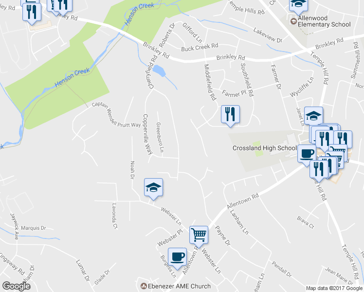 map of restaurants, bars, coffee shops, grocery stores, and more near 6914 Cherryfield Road in Fort Washington