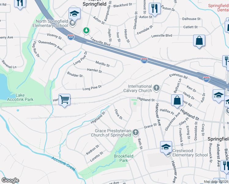 map of restaurants, bars, coffee shops, grocery stores, and more near 5764 Heming Avenue in Springfield