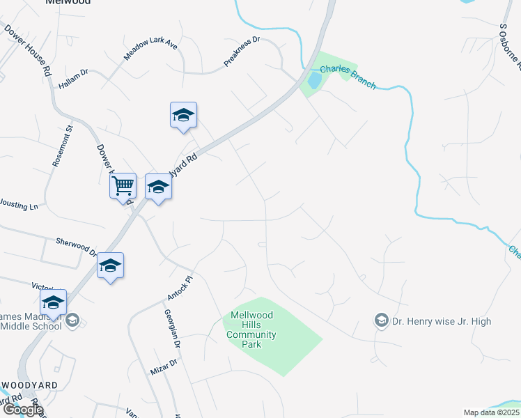 map of restaurants, bars, coffee shops, grocery stores, and more near 6805 Perrywood Road in Upper Marlboro