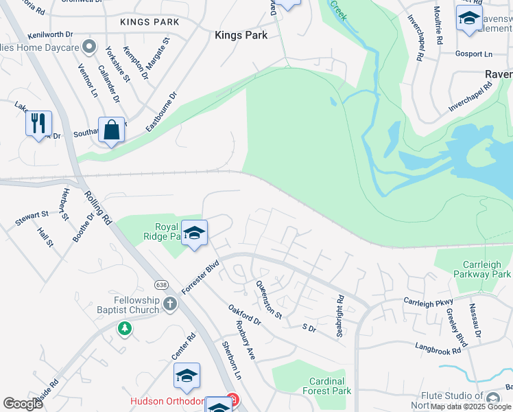 map of restaurants, bars, coffee shops, grocery stores, and more near 5801J Rexford Drive in Springfield