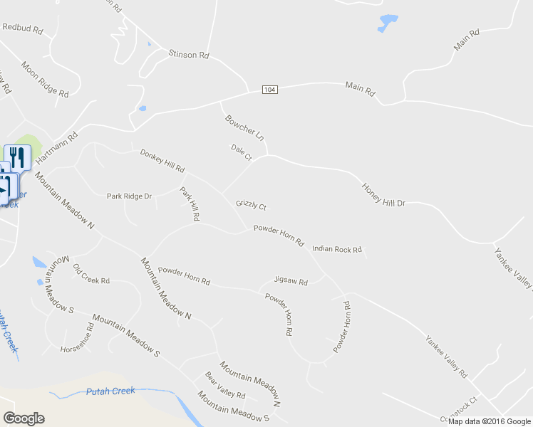 map of restaurants, bars, coffee shops, grocery stores, and more near 18365 Grizzly Court in Hidden Valley Lake