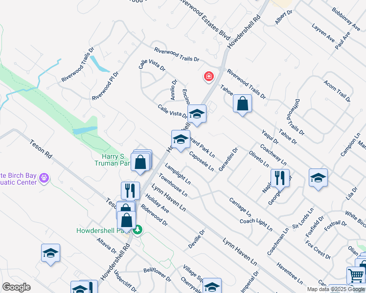 map of restaurants, bars, coffee shops, grocery stores, and more near 7239 Conza Drive in Hazelwood
