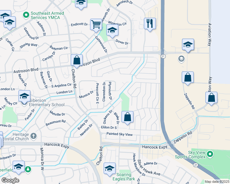 map of restaurants, bars, coffee shops, grocery stores, and more near 4875 Joseph Drive in Colorado Springs
