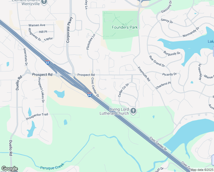 map of restaurants, bars, coffee shops, grocery stores, and more near 151 Distinction Drive in Lake Saint Louis