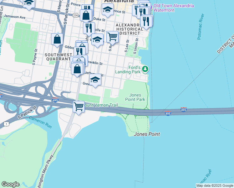 map of restaurants, bars, coffee shops, grocery stores, and more near 915 South Lee Street in Alexandria