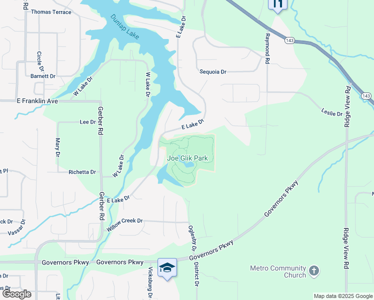 map of restaurants, bars, coffee shops, grocery stores, and more near Gilk Park Walking Trail in Edwardsville