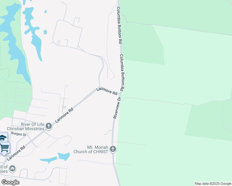 map of restaurants, bars, coffee shops, grocery stores, and more near 12385 Larimore Road in Saint Louis