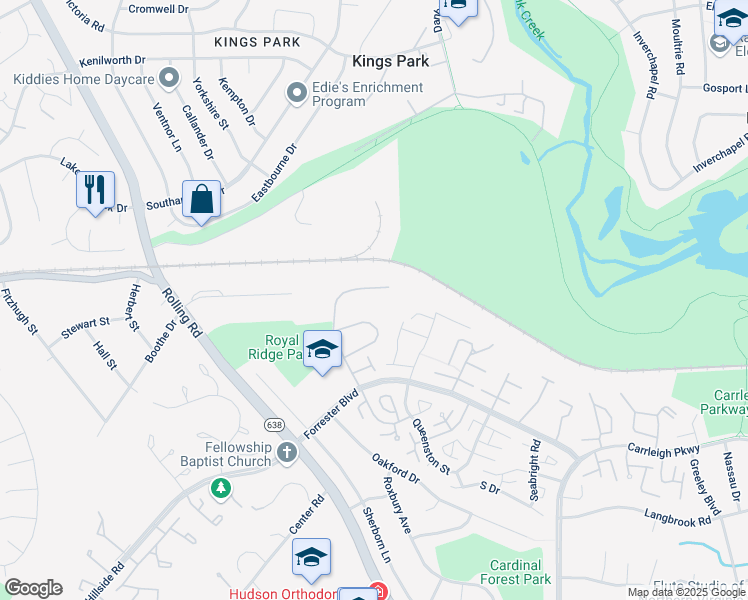 map of restaurants, bars, coffee shops, grocery stores, and more near 5809 Royal Ridge Drive in Springfield