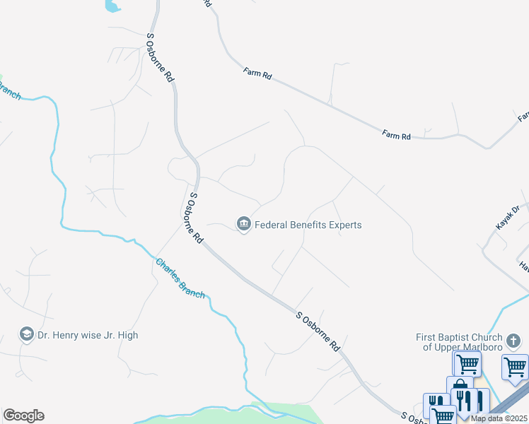 map of restaurants, bars, coffee shops, grocery stores, and more near 11501 Capstan Drive in Upper Marlboro