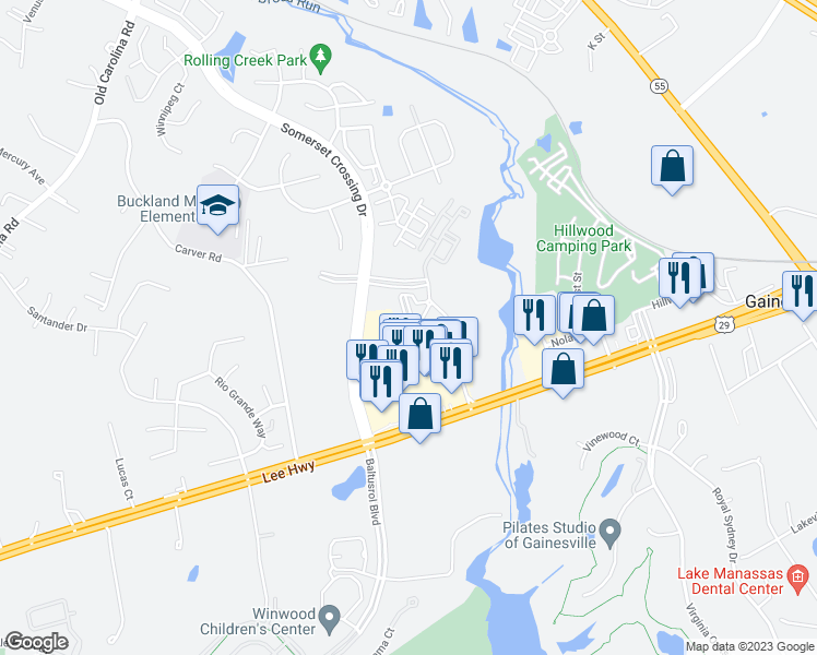 map of restaurants, bars, coffee shops, grocery stores, and more near 14736 Deming Drive in Gainesville