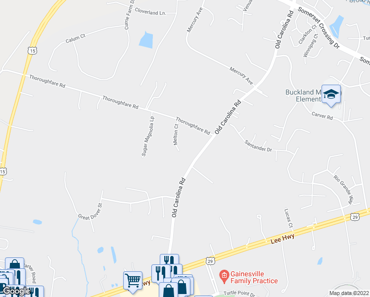 map of restaurants, bars, coffee shops, grocery stores, and more near 7511 Melton Court in Gainesville