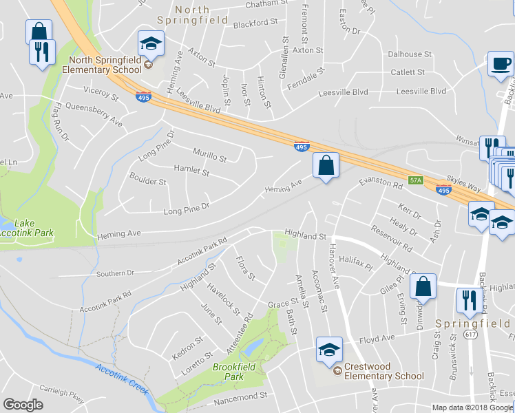 map of restaurants, bars, coffee shops, grocery stores, and more near 5776 Heming Avenue in Springfield