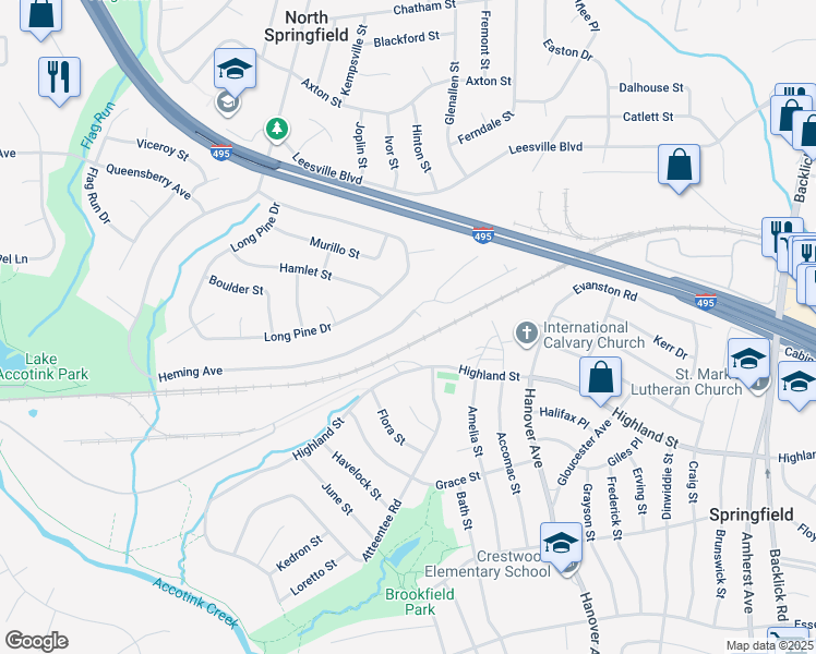 map of restaurants, bars, coffee shops, grocery stores, and more near 5776 Heming Avenue in Springfield