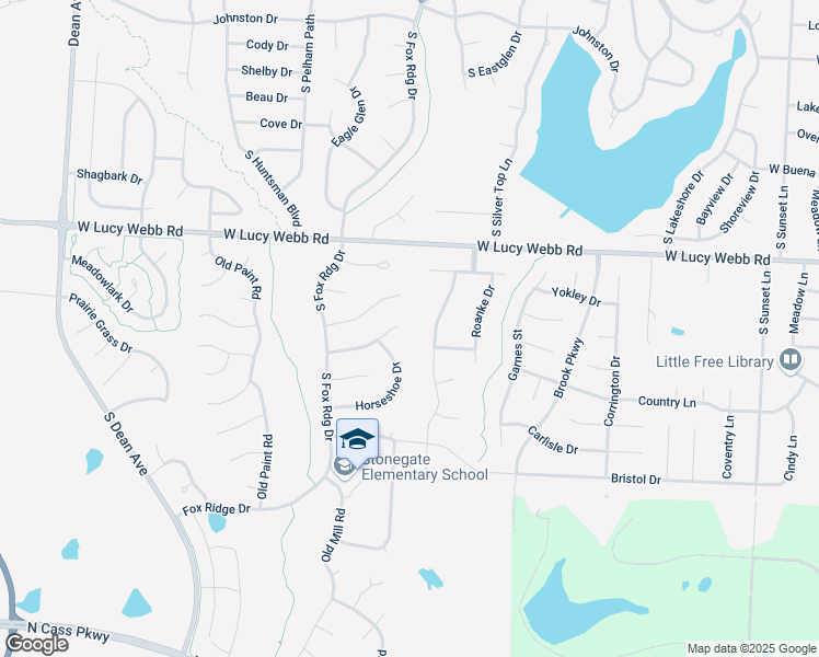 map of restaurants, bars, coffee shops, grocery stores, and more near 1505 Horseshoe Drive in Raymore