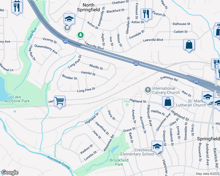 map of restaurants, bars, coffee shops, grocery stores, and more near 5769 Heming Avenue in Springfield