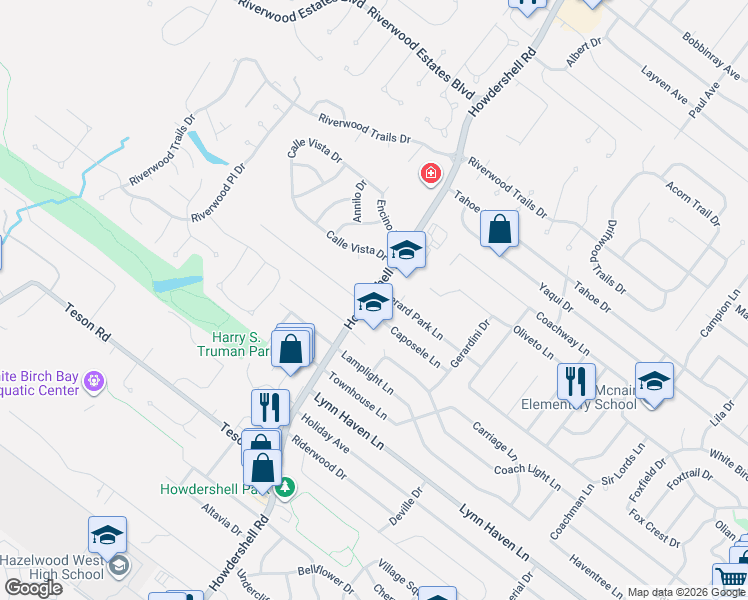 map of restaurants, bars, coffee shops, grocery stores, and more near 7239 Conza Drive in Hazelwood