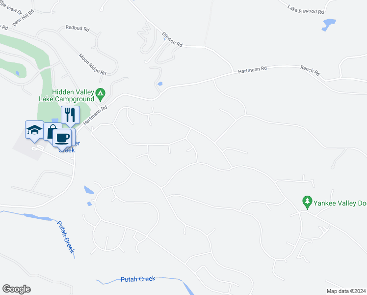 map of restaurants, bars, coffee shops, grocery stores, and more near 19680 Sugarwood Court in Hidden Valley Lake