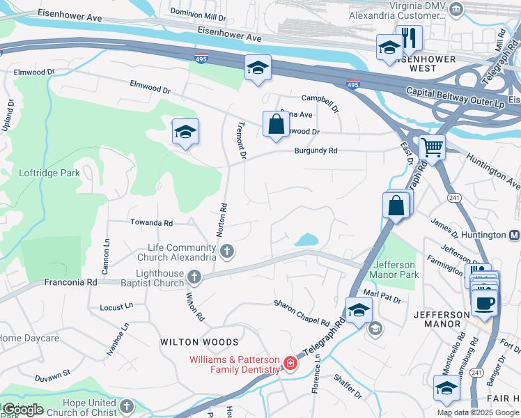 map of restaurants, bars, coffee shops, grocery stores, and more near 5722 Tremont Drive in Alexandria