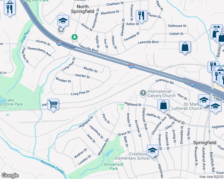 map of restaurants, bars, coffee shops, grocery stores, and more near 5778 Heming Avenue in Springfield