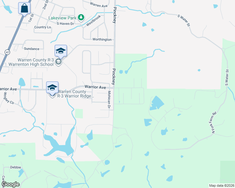 map of restaurants, bars, coffee shops, grocery stores, and more near 1000 1002 Mohican Drive in Warrenton