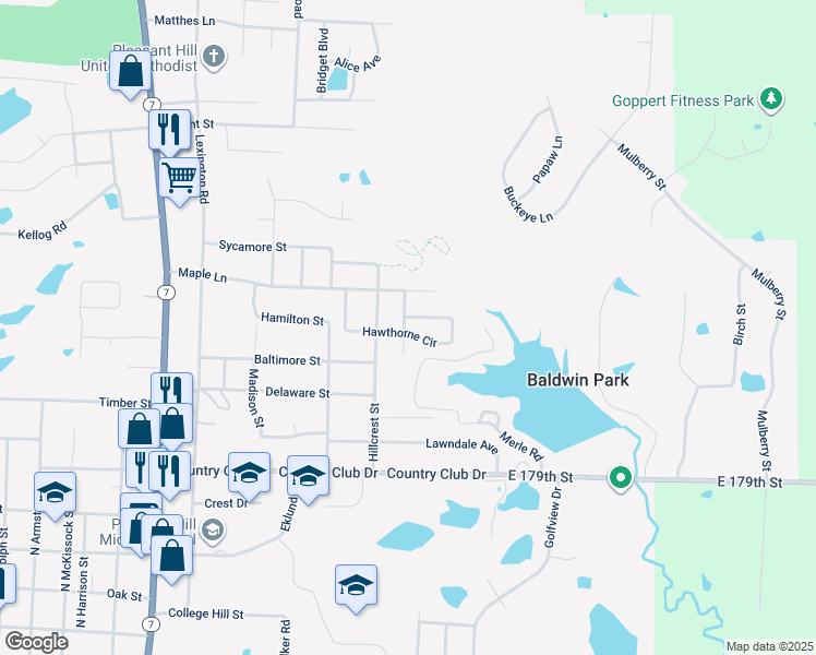 map of restaurants, bars, coffee shops, grocery stores, and more near 905 Johnson Circle in Pleasant Hill