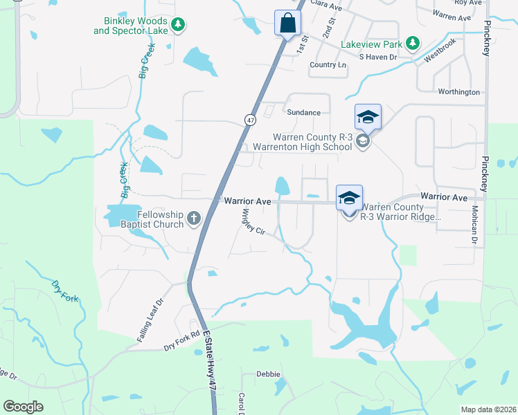 map of restaurants, bars, coffee shops, grocery stores, and more near 1005 Ebbet Court in Warrenton