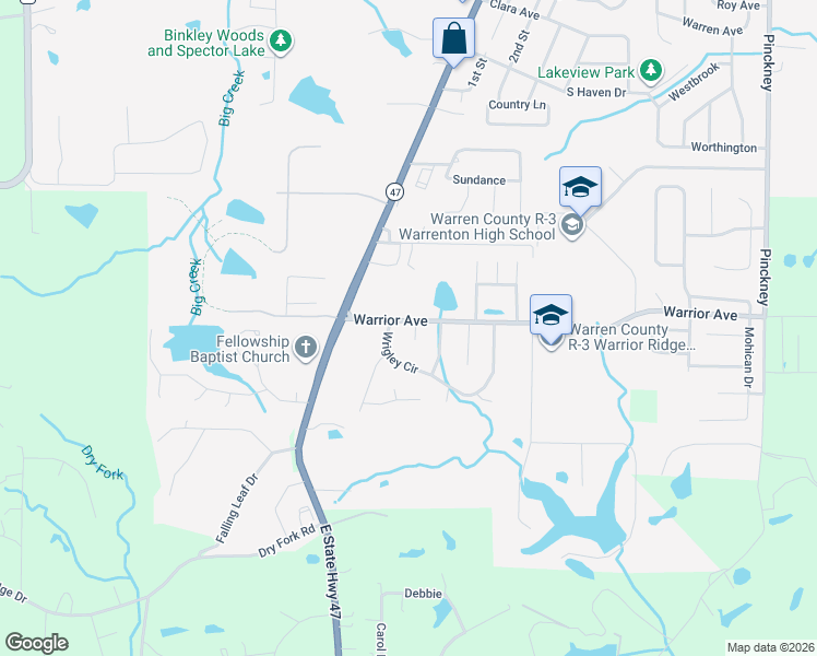 map of restaurants, bars, coffee shops, grocery stores, and more near 1005 Ebbet Court in Warrenton