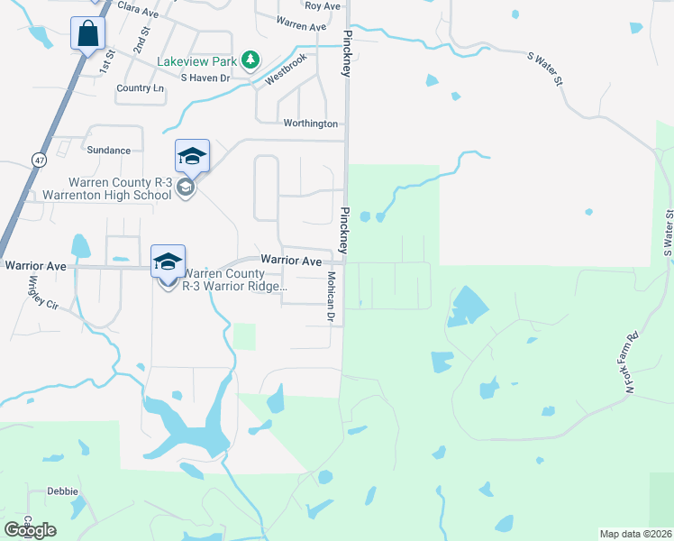 map of restaurants, bars, coffee shops, grocery stores, and more near 1000 1002 Mohican Drive in Warrenton