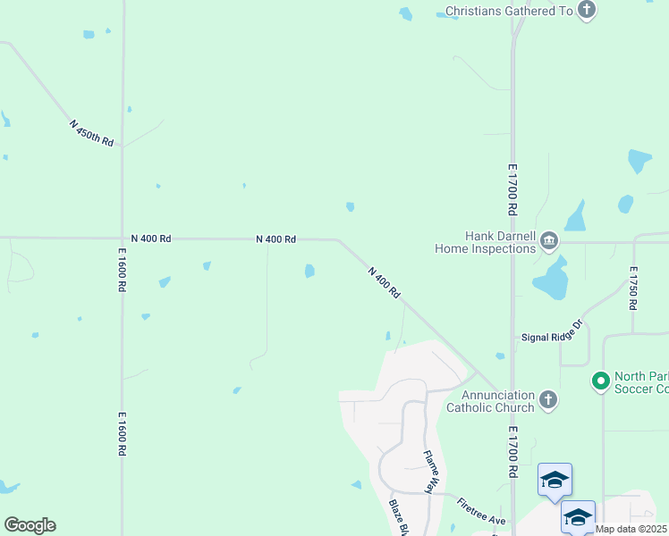 map of restaurants, bars, coffee shops, grocery stores, and more near 1641 North 400 Road in Baldwin City
