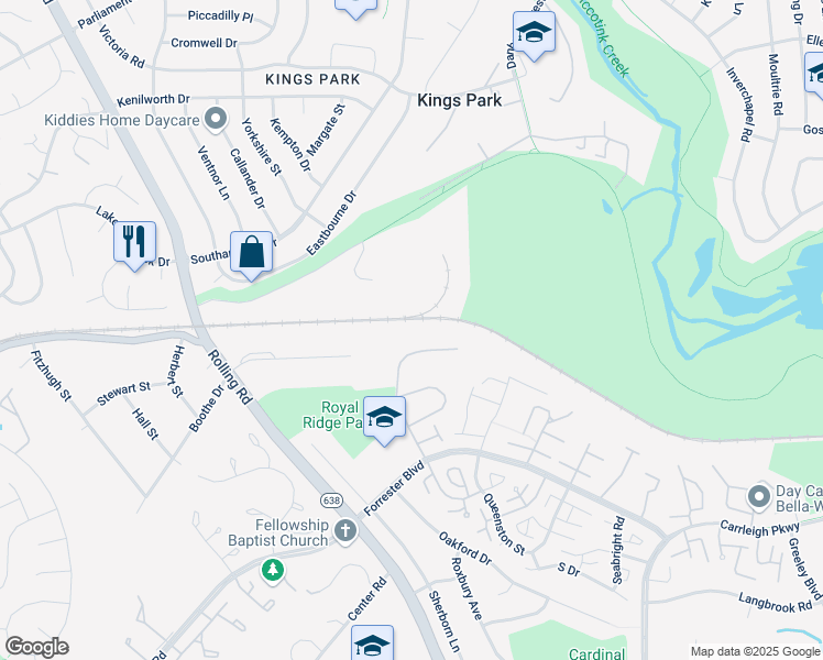 map of restaurants, bars, coffee shops, grocery stores, and more near 5818 Royal Ridge Drive in West Springfield
