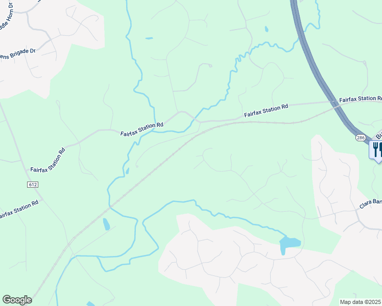 map of restaurants, bars, coffee shops, grocery stores, and more near 11561 Clara Barton Dr in Fairfax Station