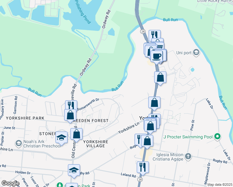 map of restaurants, bars, coffee shops, grocery stores, and more near 8518 Charnwood Court in Manassas