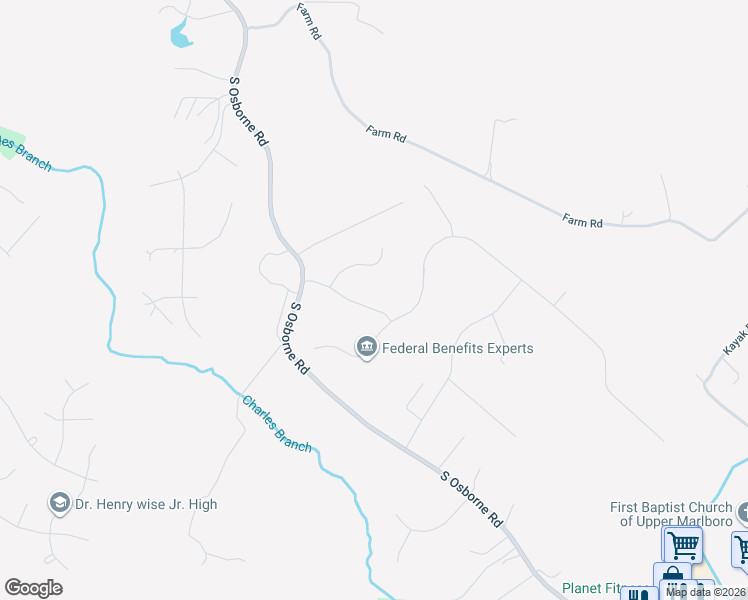 map of restaurants, bars, coffee shops, grocery stores, and more near 6816 Carroll Way in Upper Marlboro