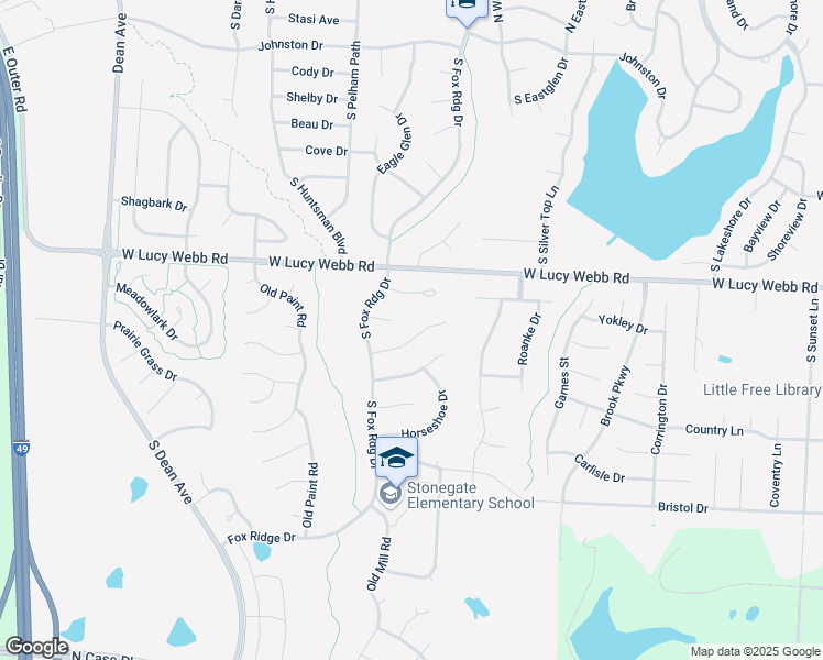 map of restaurants, bars, coffee shops, grocery stores, and more near 1512 Bridlewood Ln in Raymore