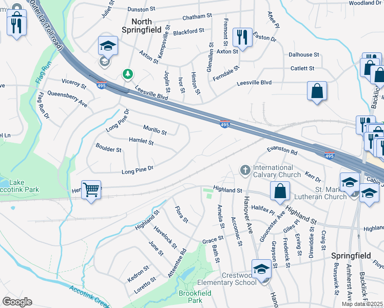 map of restaurants, bars, coffee shops, grocery stores, and more near 5781 Heming Avenue in Springfield
